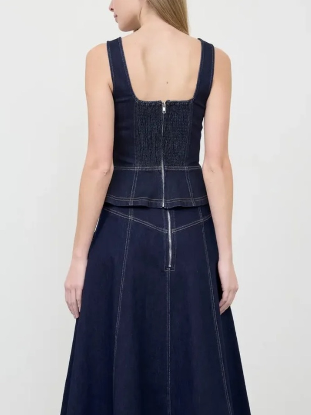 Moon River Lace-Up Detail Denim Corset Top Size Large - Picture 2 of 13